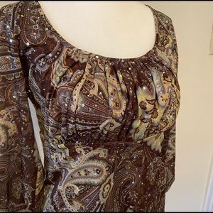 90S 2000s PAISLEY SEQUIN SHIMMER MILKMAID TOO